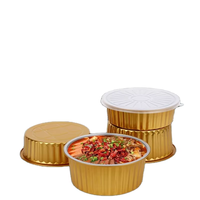 Bol en aluminium jetable personnalisé avec logo doré, 350 ml, bord cannelé, résistant au four, écologique, qualité alimentaire, emballage pour desserts, mariage