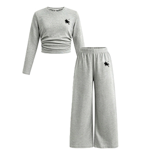 Ensemble haut à manches longues et pantalon ample à imprimé dessin animé pour adolescentes, style coréen, pour toutes les saisons, tenue de tous les jours, stock suffisant - Product Image 4