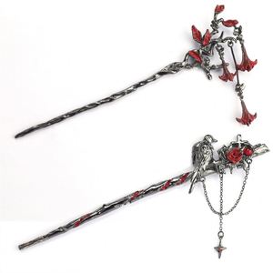 Palillos para el cabello góticos con diseño de rosa y espina, accesorios para el cabello, horquillas, joyería para el cabello en espiral, estilo palillos chinos, regalos - Product Image 1