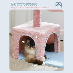Fabricante personalizado de lujo azul Rosa felpa flor gato árbol al por mayor de alta resistencia gato alto árbol Torre superventas raspador <span class=keywords><strong>para</strong></span> <span class=keywords><strong>gatos</strong></span> - Product Image 4