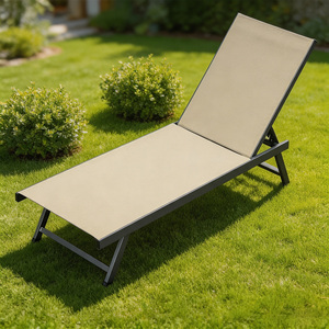 Chaise longue pliable en textilène anti-corrosion <span class=keywords><strong>avec</strong></span> dossier inclinable réglable pour <span class=keywords><strong>jardin</strong></span>, bord <span class=keywords><strong>de</strong></span> mer et piscine, rangement facile - Product Image 5