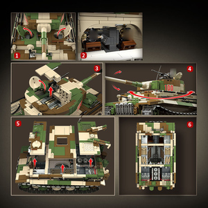 Ensemble de blocs de construction de char lourd Tiger I, jouet de construction de chasseur de chars allemand militaire, modèle d'<span class=keywords><strong>armée</strong></span> à collectionner - Product Image 5