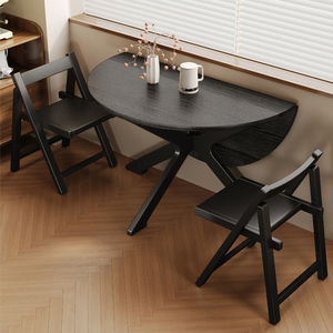 NKAHS Modern <b>Foldable</b> <b>Dining</b> <b>Table</b> Set with 2-6 Chairs Solid Wood Minimalist Design for Home Kitchen Use - Product Image 1