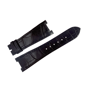 Dây đeo đồng hồ da thật kiểu cổ điển sang trọng, chất lượng cao, màu đen, 25mm, siêu ngắn, kiểu cá sấu, Ming Fung PP5712-AL001 - Product Image 1