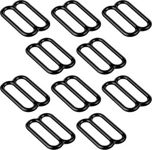 Glissières triangulaires arrondies en métal noir pour sangles de sac, sangles de fusil, colliers pour chiens (en pouces) - Product Image 1
