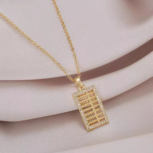 Collar Abacus con microincrustaciones de circonita, cadena de clavícula de acero de titanio para mujer - Product Image 3