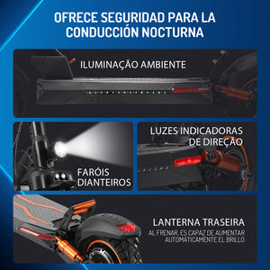 Trottinette électrique pour adultes Brazil Stock M4, moteur 600W, vitesse maximale 40 km/h, autonomie 35 km, batterie 10Ah, double suspension, avec siège - Product Image 4