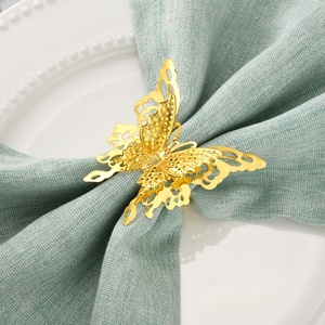 Rond de serviette en métal, papillon, porte-serviettes en or, boucles pour mariage, banquet, maison et cuisine, décoration de <span class=keywords><strong>table</strong></span>, nouveauté 3D - Product Image 1