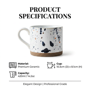 Taza de Café de <span class=keywords><strong>Cerámica</strong></span> Japonesa BloomSip con Diseño de Puntos de Tinta, Base de <span class=keywords><strong>Gres</strong></span> Crudo, Grado Alimenticio, 420ml, Venta al por Mayor, Logotipo Personalizado, Estilo OEM ODM - Product Image 2