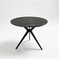 Table à manger ronde élégante en marbre avec piétement, style moderne pour salon, hôtel, chambre à coucher, usage domestique