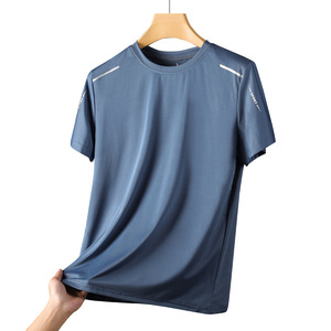 Maglietta estiva traspirante ad asciugatura rapida sportiva Casual stampata girocollo da <span class=keywords><strong>uomo</strong></span> di <span class=keywords><strong>grandi</strong></span> dimensioni t-shirt da <span class=keywords><strong>uomo</strong></span> a manica corta in seta di ghiaccio - Product Image 5