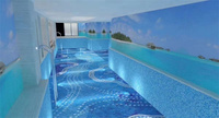Mosaïque de piscine bleue à motifs artistiques de luxe moderne pour hôtels et villas, pour application murale intérieure