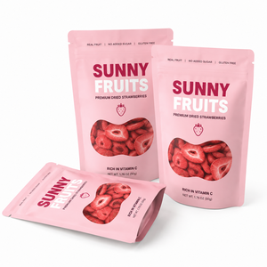 Custom-printed Stand-up Pouch with <b>clear</b> Window and Zipper Closure for Dried StrawberriesPE Plastic Food-safe Packaging <b>Bag</b> - Product Image 1