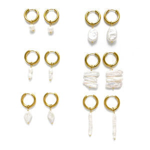 Pendientes Colgantes Minimalistas <span class=keywords><strong>de</strong></span> Perlas Barrocas Naturales <span class=keywords><strong>de</strong></span> Agua Dulce con <span class=keywords><strong>Aro</strong></span> Dorado, Joyería <span class=keywords><strong>de</strong></span> Boda, Regalo para Dama <span class=keywords><strong>de</strong></span> Honor - Product Image 4