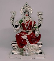 Statue religieuse traditionnelle artisanale en acier inoxydable plaqué argent, idéale pour la maison, le mandir, la salle de prière, le bureau, les mariages et les anniversaires.