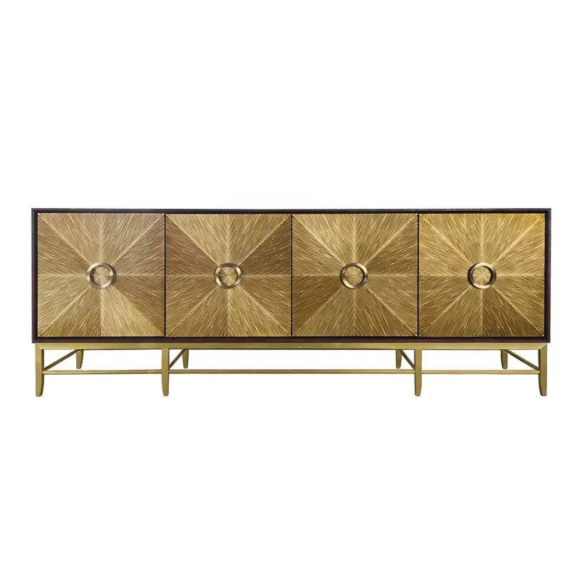 Armoire de salon en acier inoxydable, 1 pièce, Design de luxe, cadre en bois et or