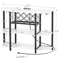 Cocina Comedor Mesa de suelo independiente Soporte de vidrio de licor Estante de vino Almacenamiento Gabinete de barra de café de metal de 4 niveles