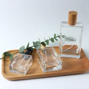 زجاجة بخاخ عطر زجاجية شفافة مربعة الشكل 30 من الدرجة العالية مع غطاء رشاش معدني 1 أونصة