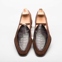 Mocassins sur mesure pour hommes OME Langdo en daim/nubuck avec empiècements en cuir à carreaux, imperméables, nouveau style