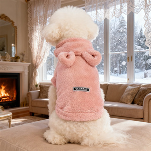 เสื้อฮู้ดขนแกะสำหรับสัตว์เลี้ยงแบบกำหนดเอง สำหรับฤดูหนาว ผ้าฝ้ายตาข่ายพิมพ์ลายสุนัขน่ารัก เสื้อผ้าสุนัขที่ใส่สบาย ฮู้ดหนา - Product Image 3