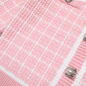 Completo da Ufficio Casual di Alta Qualità, Cardigan a Collo Tondo a Maniche Lunghe con Bottoni e Pantaloni a Quadri <span class=keywords><strong>in</strong></span> <span class=keywords><strong>Maglia</strong></span>, Set Due Pezzi da <span class=keywords><strong>Donna</strong></span> - Product Image 3