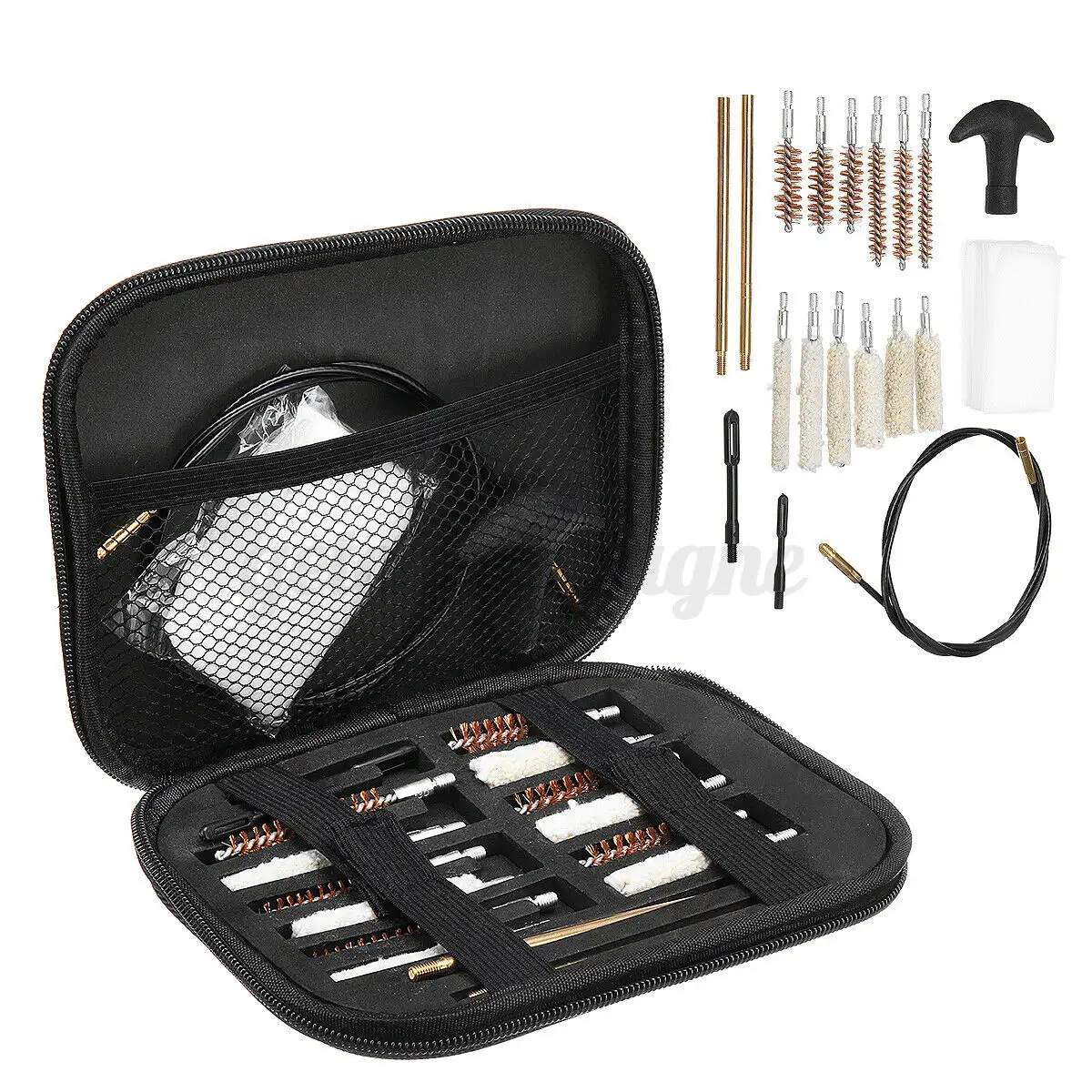 20Pcs Gun Cleaning Tool Kits Brush Carrying Case Universal .22 .270 .30 .38/9mm/357 .45 .40 Caliber with storage bag