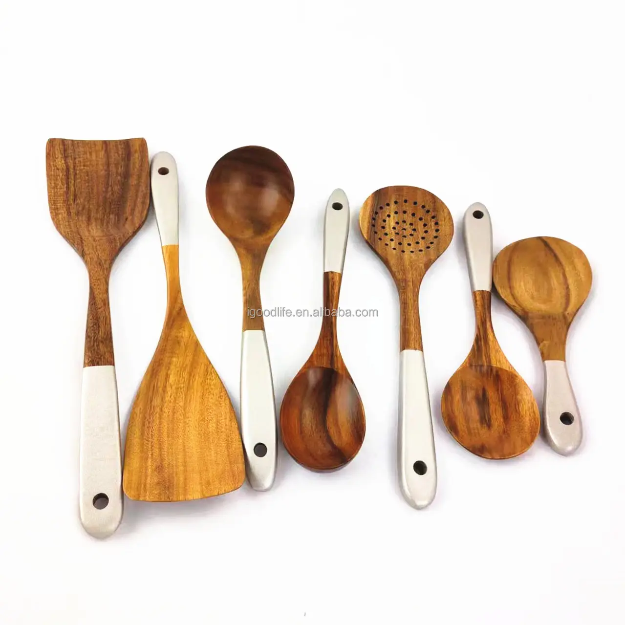Best Quality 7-Piece Nonstick Wooden Spoons Kitchen Utensil Set Easy Clean Long Cooking Wedding Plastic Promo Business Gifts