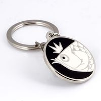 Porte-clés en métal personnalisé, service OEM, porte-clés rond en émail en forme de poisson, cadeau promotionnel personnalisé sur le thème des animaux mignons
