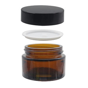 ขวดแก้วสีเหลืองอำพันทรงกลมพร้อมฝาปิดด้านในสีดำ,สำหรับแต่งหน้าลิปสครับอายแชโดว์สีเมือก - Product Image 1