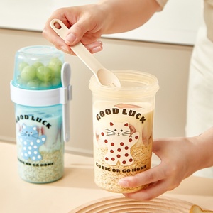 Double Layer Breakfast Lunch Box <b>Yogurt</b> <b>Maker</b> Filter Cup Freshness Airtight Food Storage Container Plastic Food Storage Jar - Product Image 5