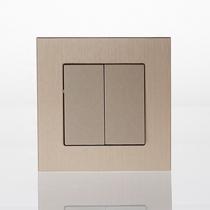 Interrupteur de Lumière <span class=keywords><strong>2</strong></span> Gang 1 <span class=keywords><strong>2</strong></span> Voies Vintage Noir Or Gris Panneau d'Aluminium Interrupteur Double Mural Standard EU Interrupteur Modulaire avec <span class=keywords><strong>Plaque</strong></span> 86 - Product Image 2