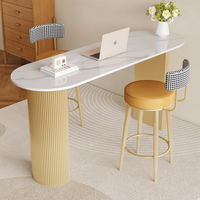 Ensemble de table et de chaises de bar semi-circulaire portable en fer, design moderne minimaliste, multifonctionnel, plateau en ardoise, métal, maison, cuisine