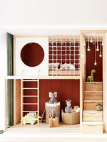 Chambres d'enfants lit mezzanine à trois lits avec escalier lit double pont Design personnalisé pour chambre d'enfant triplettes