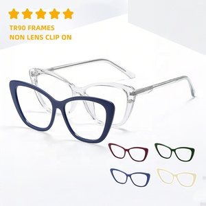 Usine nouveauté haute qualité femmes mode TR90 oeil de chat <span class=keywords><strong>lunettes</strong></span> optiques cadre <span class=keywords><strong>lunettes</strong></span> de Prescription avec Clip magnétique <span class=keywords><strong>sur</strong></span> - Product Image 1