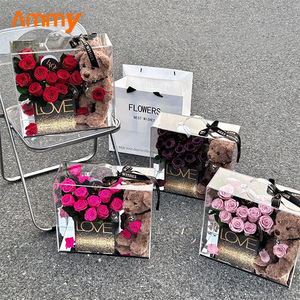 AM-PFE75 Ammy Scatola <span class=keywords><strong>di</strong></span> Fiori Immortali Regalo per <span class=keywords><strong>San</strong></span> <span class=keywords><strong>Valentino</strong></span> e Capodanno Rosa Stabilizzata Orsacchiotto Giardino in Acrilico per la Festa della Mamma - Product Image 2