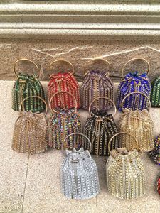 Crystal Bucket Evening <b>Bag</b> With Chain Strap Sparkling Beaded Design Elegant Party Handbag rhinestone evening clutch <b>bag</b> - Product Image 4