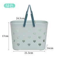 Panier de rangement en plastique en forme de cœur à main Panier de lavage de bain creux pour petits espaces