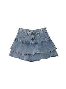 2026 High Waist A-<b>line</b> Slim Cute Sexy Mini <b>Jean</b> Pleated 2 Layers Skirt Women Denim Short Skirt With Safety Pants - Product Image 5