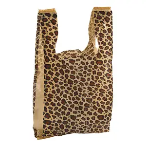 Bolsas de camiseta de plástico con estampado de leopardo, bolsas de camiseta, CFP B493