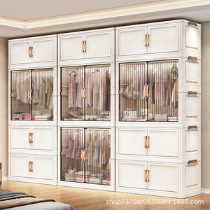 Lemari Pakaian Plastik Lipat untuk Pakaian dan Sepatu Anak Lemari Lipat Ganda Portabel - Product Image 2