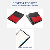 Carnet de notes premium avec pochette, couverture en PU à changement de couleur, fente pour cartes sur la pochette avant, boucle élastique pour stylo, impression de logo personnalisée