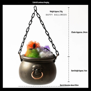 Nouveautés : Décoration d'Halloween Lumineuse et Colorée, Suspension en forme de <span class=keywords><strong>Chaudron</strong></span> <span class=keywords><strong>Magique</strong></span> et de Toile d'araignée pour Cour, Activée par le Son - Product Image 5