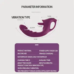 Dil yalama vibratör çift kafa tavşan yapay penis vibratör sihirli değnek G Spot vajina kedi masaj seks oyuncak kadınlar için su geçirmez - Product Image 6