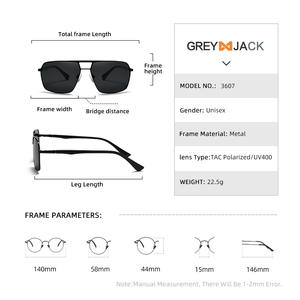 Lunettes de soleil polarisées Greyjack pour hommes, monture en métal noir, verres TAC UV400, type 3, pour la conduite - Product Image 3