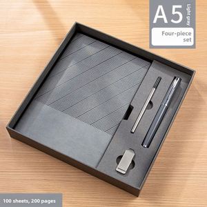 CustomCustom A5 Luxury <b>Refillable</b> Stationery Notebook Gift Set Usb Notebooks Business Leather Gift Box Journal With <b>Pen</b> - Product Image 4