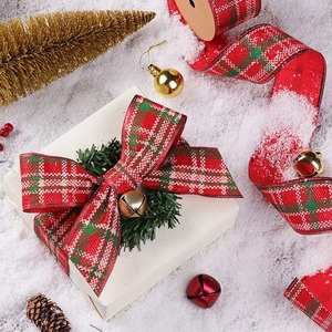 Luxury Durable Christmas Satin <b>Ribbon</b> Red Plaid Pattern 20mm Wide Decorative Gift Bow Luster Finish Printed Design - Product Image 6