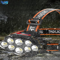Lampe frontale rechargeable super lumineuse à 8 LED OEM 500 lumens, lampe torche la plus puissante avec batterie au lithium 18650, étanche