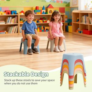 Colorful Modern Plastic <b>Stool</b> Stackable Portable Square Sturdy Anti Slip Chair <b>Seat</b> for Home Office School Hotel Daily Use - Product Image 4
