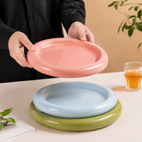 Assiette à dessert ronde en porcelaine style crème, écologique, 8/10 pouces, en céramique épaissie, pour les collations de fête et les repas quotidiens