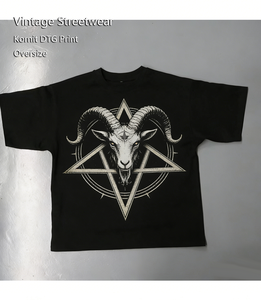 T-shirt Homme Personnalisé Kornit DTG, Impression Essentielle pour Vêtements, Tissu Lourd, Motif Monstre Angélique Abstrait et Finition Délavée - Product Image 1